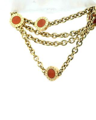 Bvlgari double sided logo necklace 6 coral inlays(Pre-Owned)