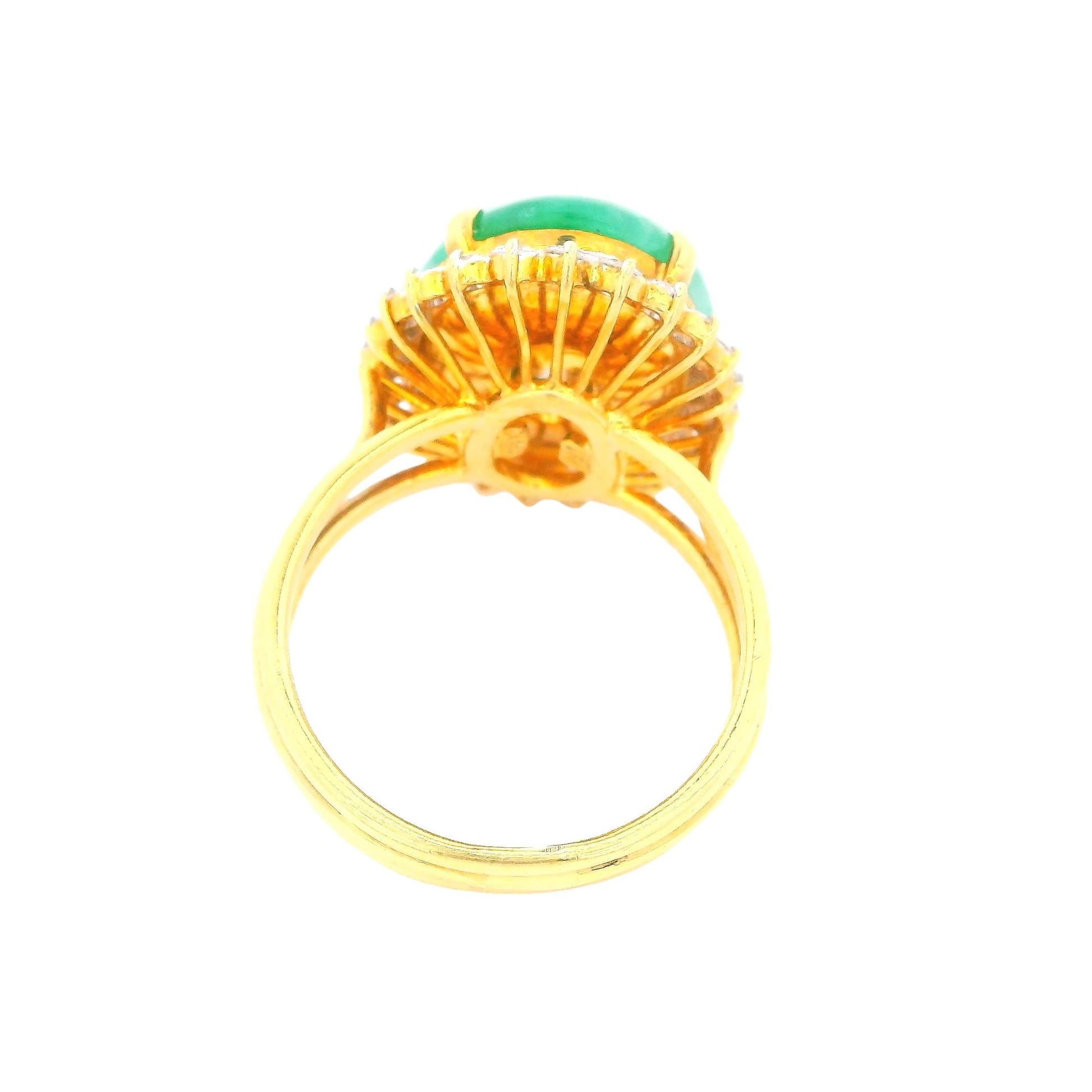 Gold Jade Ring W/24 Diamonds