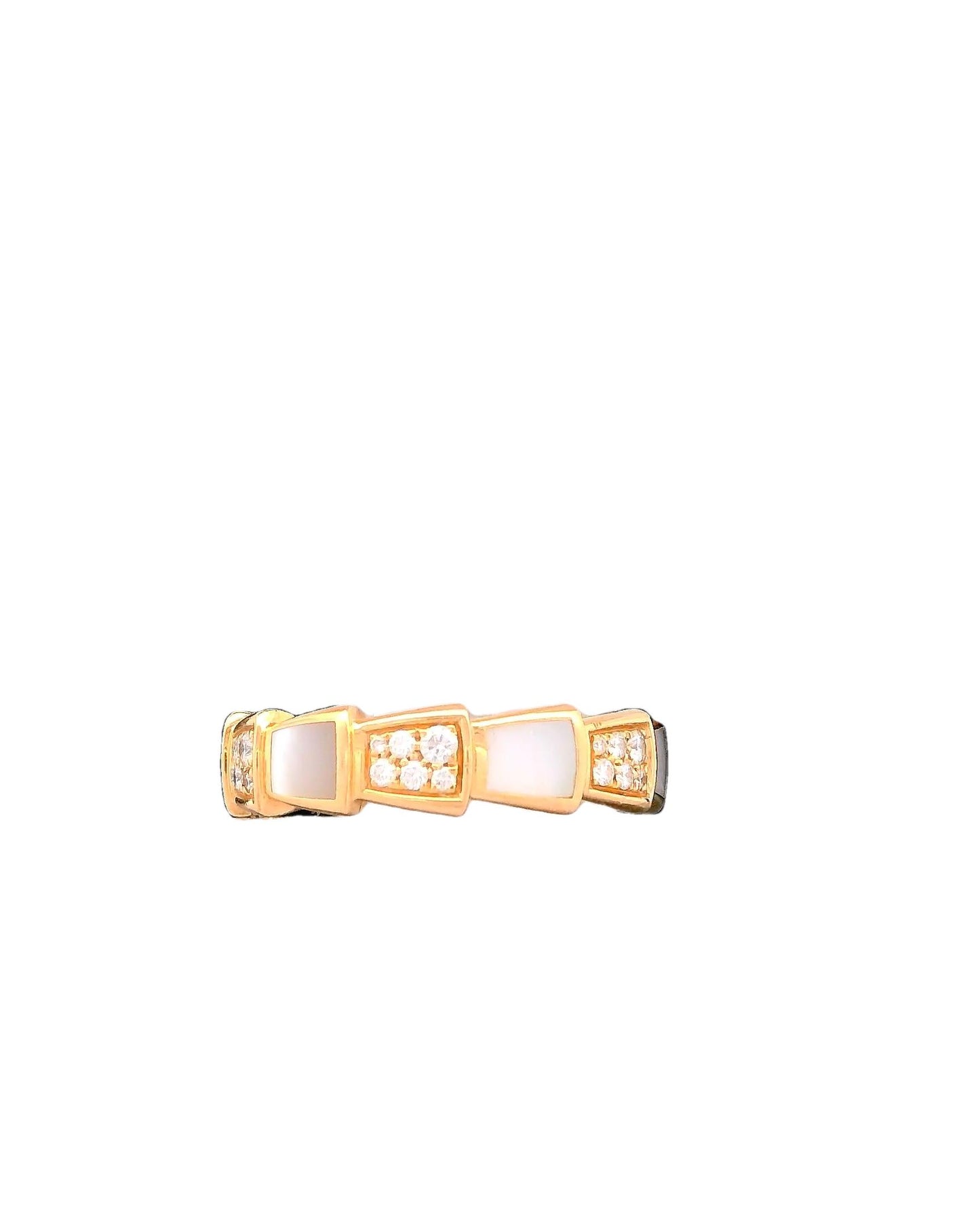 Bvlgari Serpenti 18K Rose Gold Ring W/ MOP & Diamond