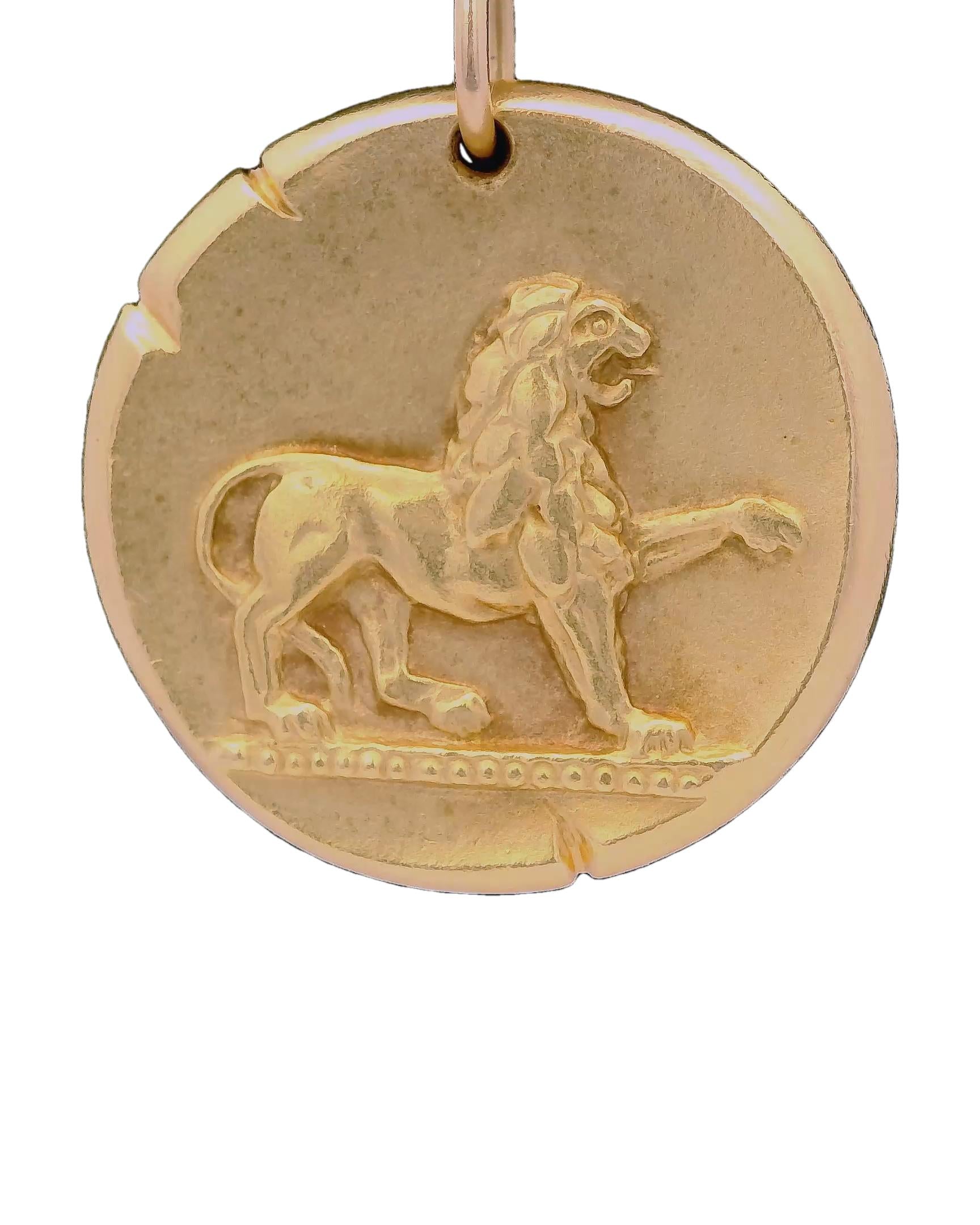 Vintage Van Cleef & Arpels Leo Zodiac Pendant By G. Lenfant