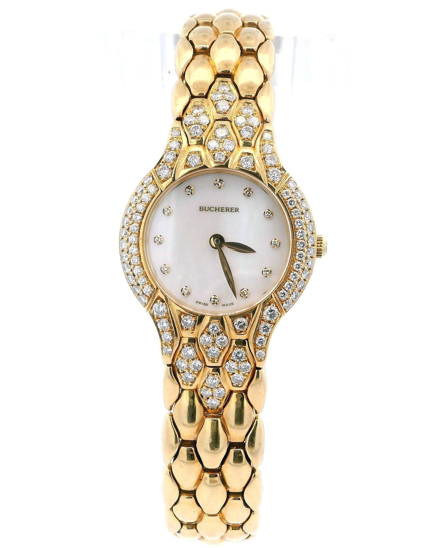 Bucherer Medea 18K Yellow Gold MOP Diamond Dial & Bezel Ladies Watch