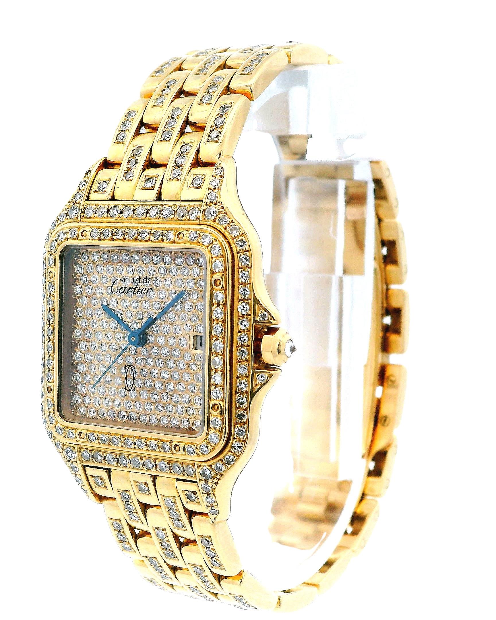 Cartier Panthere Large W25014B9 Pave Dial & Bracelet Watch