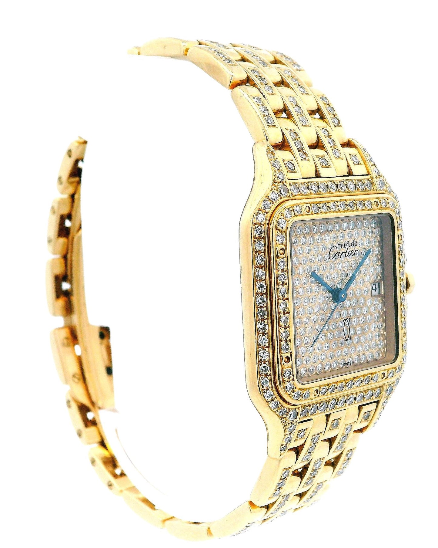 Cartier Panthere Large W25014B9 Pave Dial & Bracelet Watch