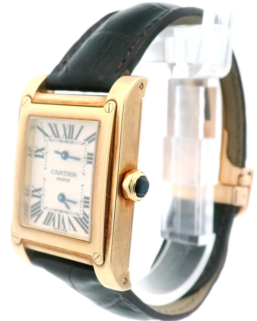 Cartier Tank a Vis W1534251- 18K Yellow Gold 2-Time Zone Watch(Pre-owned)