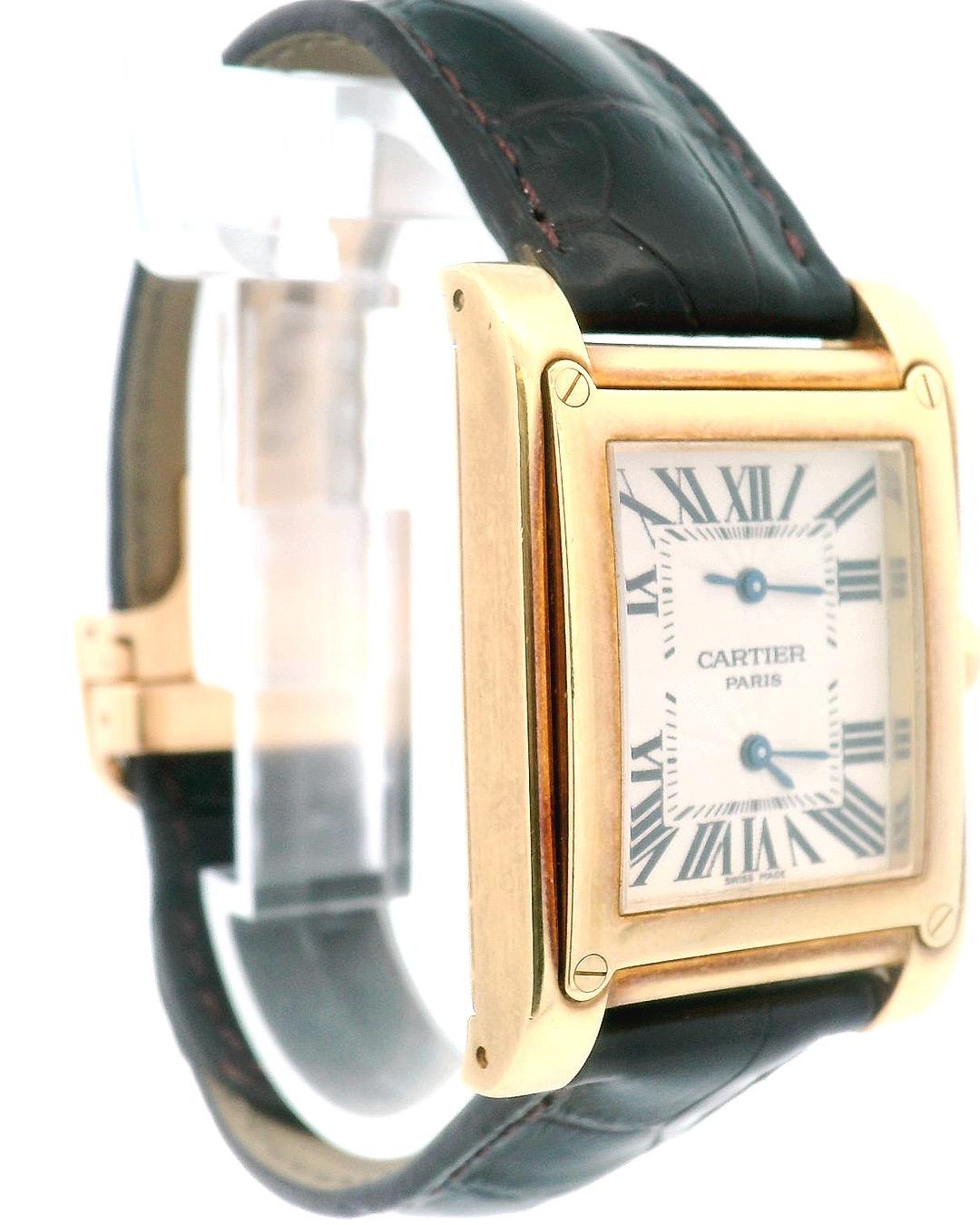 Cartier Tank a Vis W1534251- 18K Yellow Gold 2-Time Zone Watch(Pre-owned)