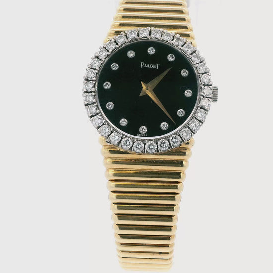 Piaget 9190C510 18K Gold Onyx Diamond Dial & Bezel Ladies Watch