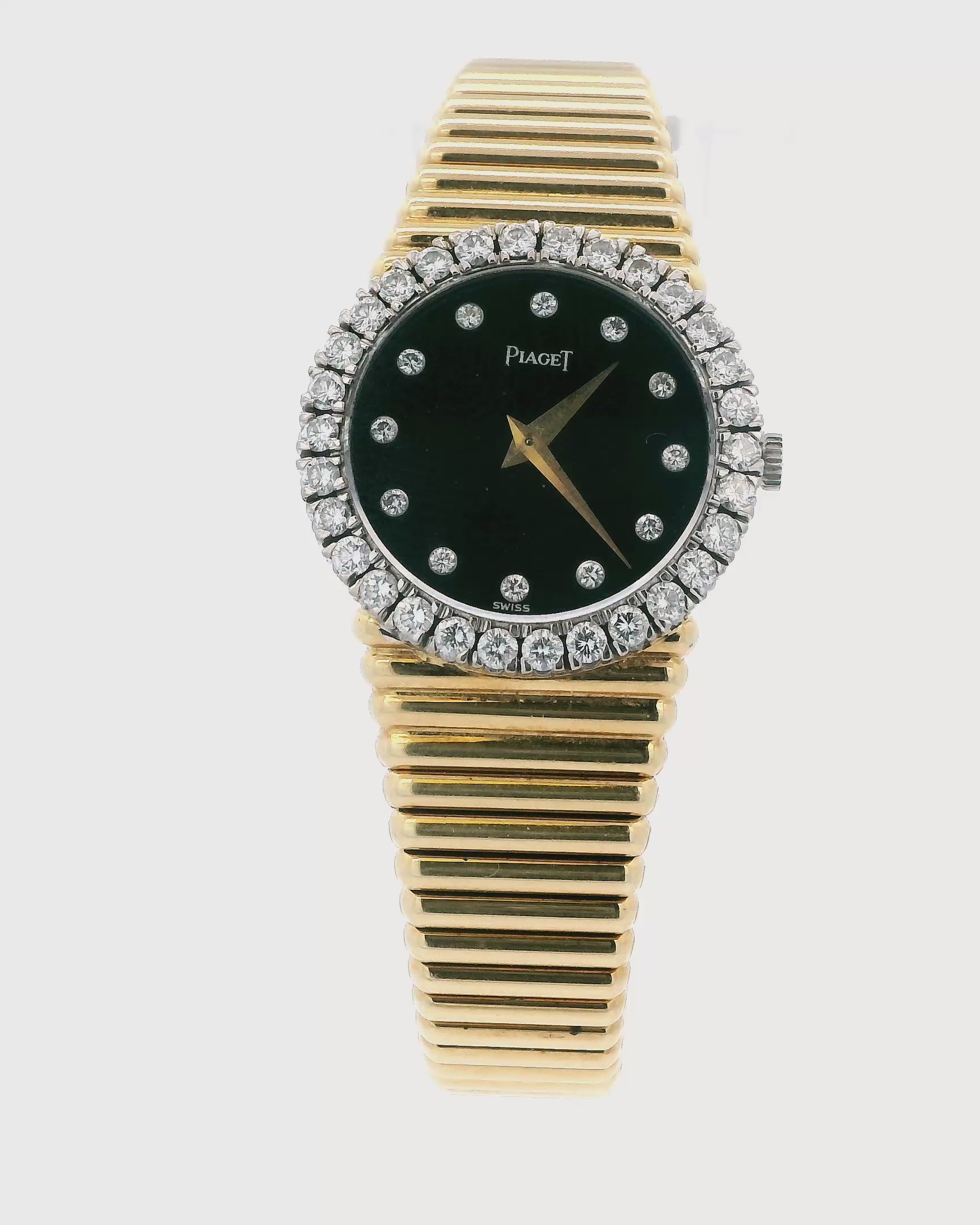 Piaget 9190C510 18K Gold Onyx Diamond Dial & Bezel Ladies Watch