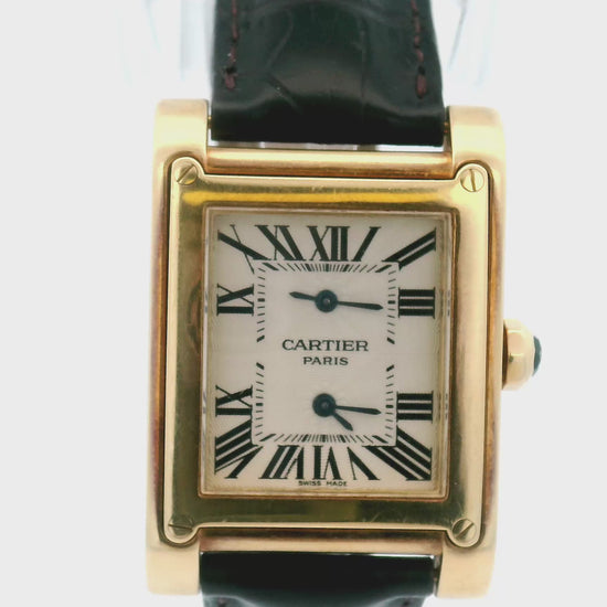 Cartier Tank a Vis W1534251- 18K Yellow Gold 2-Time Zone Watch(Pre-owned)