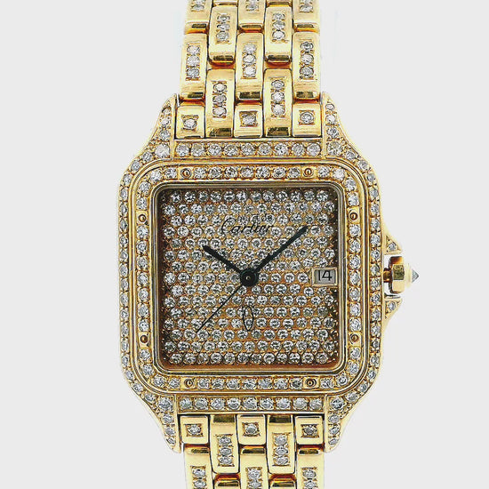 Cartier Panthere Large W25014B9 Pave Dial & Bracelet Watch