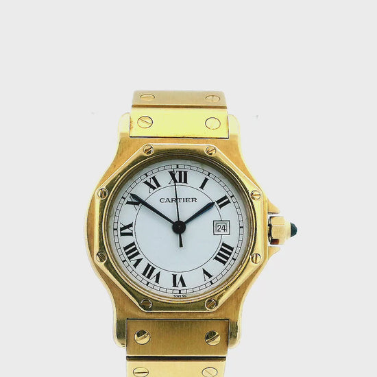 Cartier Santos 18k Yellow Gold Ladies Watch